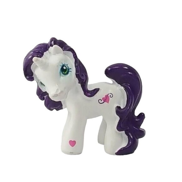 My Little Pony G3 Sweetie Belle Mini Figure 1.5" PVC White Purple Unicorn Hearts - Picture 1 of 10